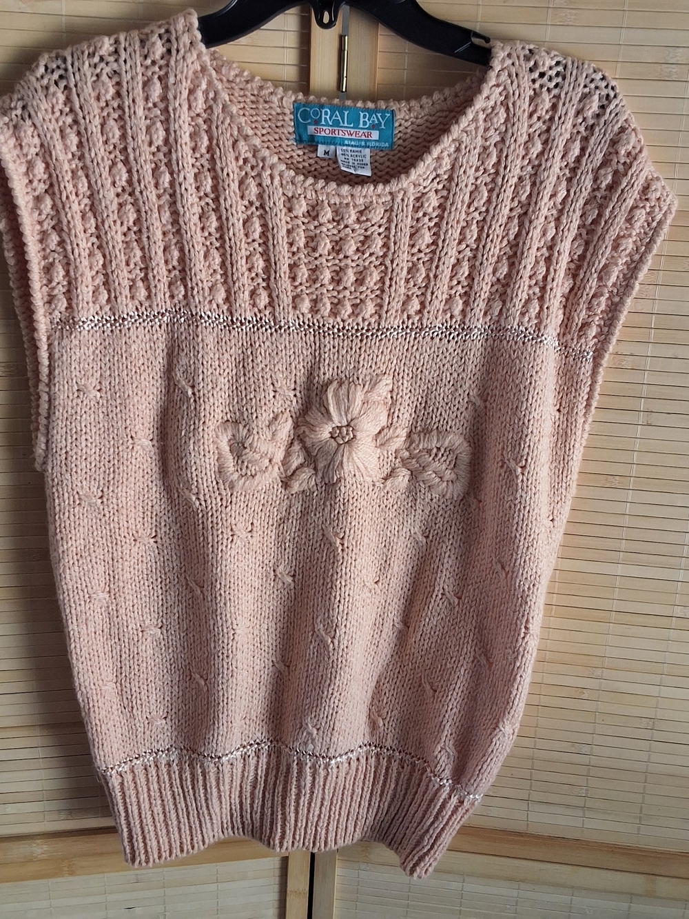 Coral Bay Blush Pink Floral Knit Crewneck Sweater By Bealls Florida